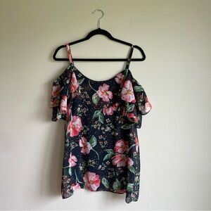 Cabi Floral Off the Shoulder Ruffle Tank M